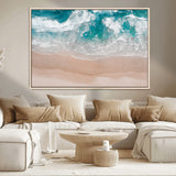 39236-MGV-CV-36X24-Ocean Beach Wall Art – Aerial View of Waves and Sand Canvas Print, Coastal Home Decor for Living Room, Bedroom, Office or Beach