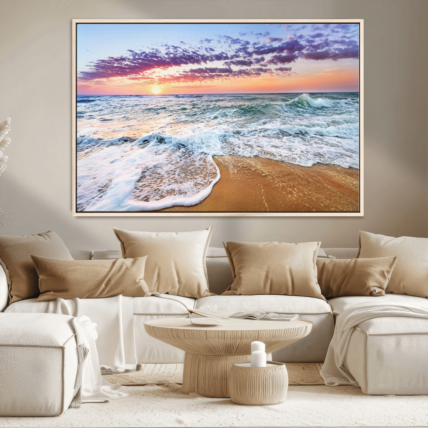 53006-MGV-CV-36X24-Ocean Beach Sunset Wall Art – Vibrant Seascape Canvas Print, Coastal Home Decor for Living Room, Bedroom, Office or Beach House