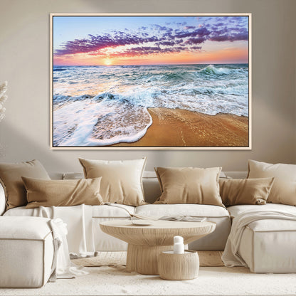 53006-MGV-CV-36X24-Ocean Beach Sunset Wall Art – Vibrant Seascape Canvas Print, Coastal Home Decor for Living Room, Bedroom, Office or Beach House