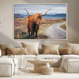 56121-MGV-CV-36X24-Rustic Highland Cow Wall Art – Panoramic Nature Canvas Print, Perfect Decor for Home, Office, Living Room or Man Cave