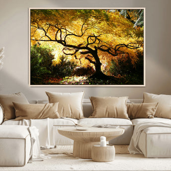 19067-MGV-CV-36X24-Golden Canopy Wall Art – Panoramic Autumn Tree Canvas Print, Warm Seasonal Decor for Living Room, Office or Garden Space