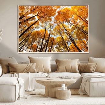 11823-MGV-CV-36X24-Golden Autumn Tree Canopy Wall Art – Stunning Fall Forest Leaves Print, Warm Seasonal Nature Decor for Home, Office or Cabin
