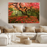 73343-MGV-CV-36X24-Autumn Maple Wall Art – Panoramic Vibrant Red Maple Tree Canvas Print, Seasonal Nature Decor for Office, Living Room or Garden