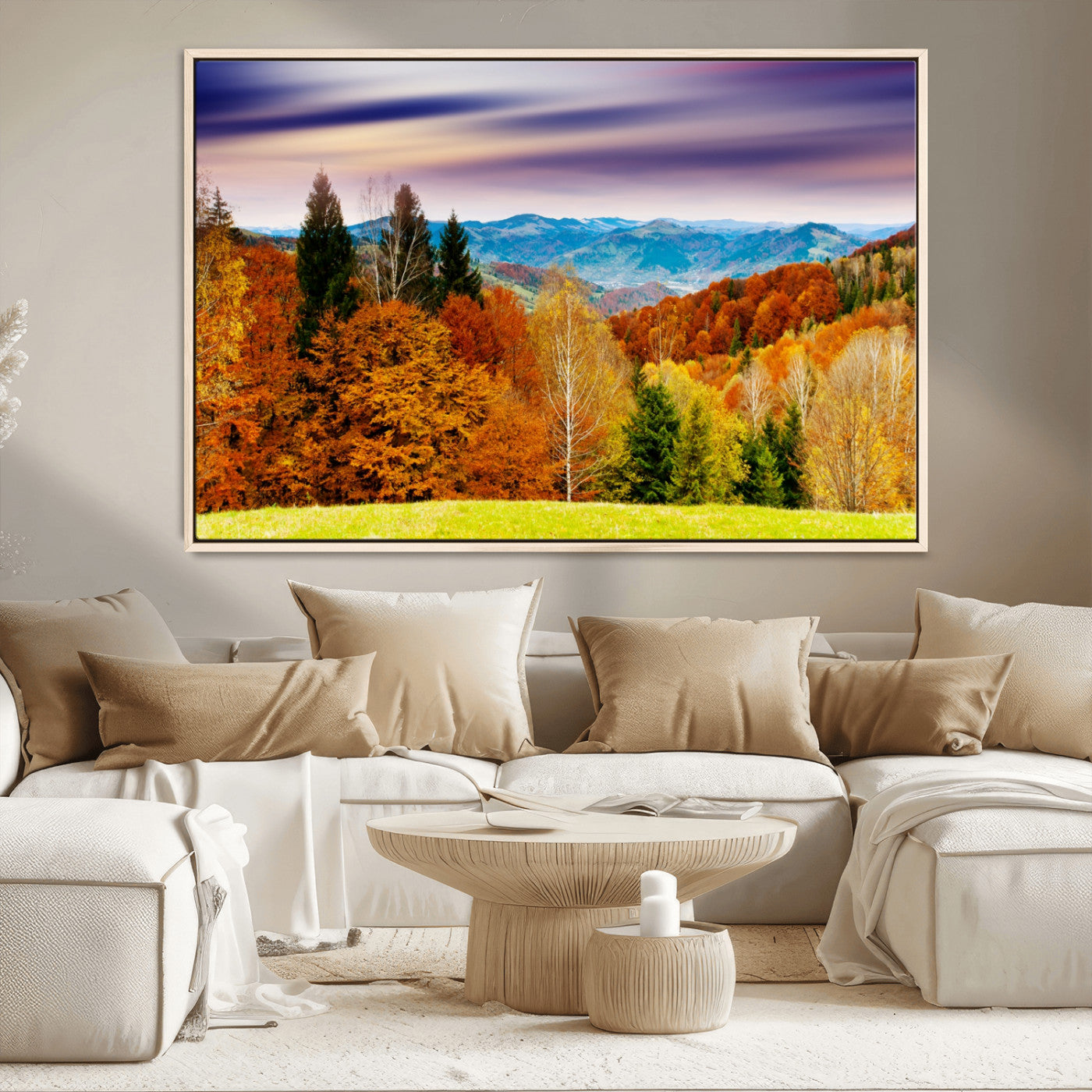 58007-MGV-CV-36X24-Autumn Mountain Landscape Wall Art – Stunning Fall Forest Canvas Print, Cozy Nature Decor for Home or Office