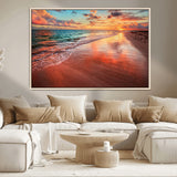 77723-MGV-CV-36X24-Sunset Beach Wall Art – Vibrant Ocean Canvas Print, Coastal Landscape Decor for Living Room, Bedroom or Office, Relaxing Tropical