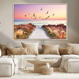 54411-MGV-CV-36X24-Coastal Path Sunrise Wall Art – Serene Ocean Canvas Print, Beach Landscape Decor for Living Room, Bedroom or Office, Peaceful