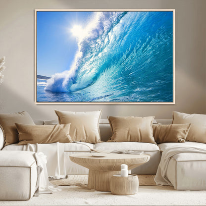 37494-MGV-CV-36X24-Ocean Wave Canvas Art – Stunning Blue Wave Photography, Coastal Wall Decor for Living Room, Bedroom or Office