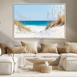 58498-MGV-CV-36X24-White Sandy Beach Wall Art – Panoramic Coastal Canvas Print, Ocean View Decor for Living Room, Bedroom, Office, Relaxing Seaside