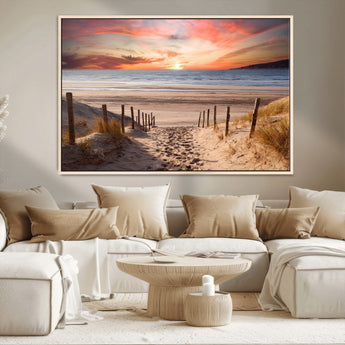 78111-MGV-CV-36X24-Sunset Pathway Wall Art – Panoramic Coastal Canvas Print, Tranquil Beach Decor for Living Room, Office or Bedroom