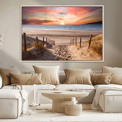 78111-MGV-CV-36X24-Sunset Pathway Wall Art – Panoramic Coastal Canvas Print, Tranquil Beach Decor for Living Room, Office or Bedroom