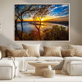 71863-MGV-CV-36X24-Lake Sunset Wall Art – Scenic Nature Canvas Print with Trees and Golden Sky, Serene Landscape Decor for Living Room, Bedroom or