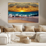 83389-MGV-CV-36X24-Ocean Sunrise Wall Art – Vibrant Beach Waves Canvas Print, Coastal Seascape Decor for Living Room or Office