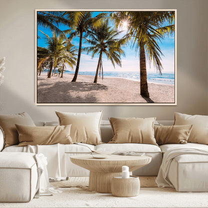 98175-MGV-CV-36X24-Tropical Palm Beach Wall Art – Relaxing Ocean Shore Canvas Print with Palm Trees, Coastal Summer Decor for Living Room, Bedroom or