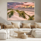 60570-MGV-CV-36X24-Beach Sunset Wall Art – Coastal Sand Dunes and Ocean Horizon Canvas Print, Tranquil Seascape Photography Decor for Living Room or