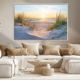 48907-MGV-CV-36X24-Beach Sunset Wall Art – Coastal Sand Dunes and Ocean View Canvas Print, Serene Seaside Landscape Painting for Living Room, Bedroom