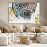 70653-MGV-CV-36X24-Abstract Tree Ring Wall Art – Modern Rustic Wood Slice Canvas Print with Gold Accents, Contemporary Nature Decor for Living Room,