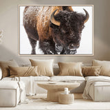 65605-MGV-CV-36X24-Snow Bison Wall Art – Close Up Buffalo Canvas Print, Rustic Western Wildlife Photography, Farmhouse Cabin Lodge Decor for Living