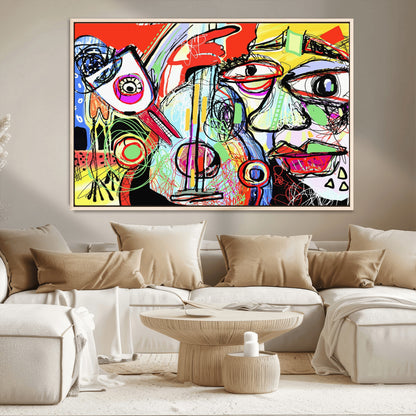 37796-MGV-CV-36X24-Picasso Style Wall Art Canvas Print, Framed Picasso Art Picture Print, Picasso Cubism Perfect Modern Abstract Decor Artwork