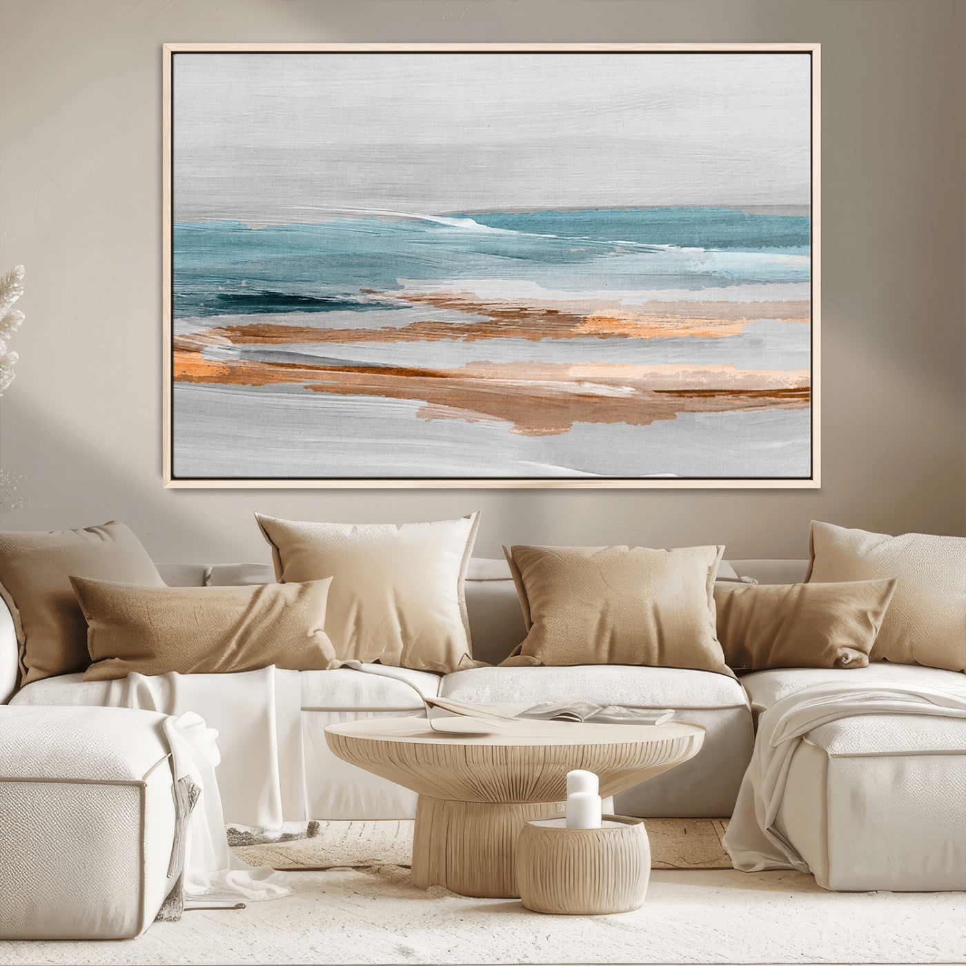 23430-MGV-CV-36X24-Abstract Coastal Wall Art – Modern Ocean Horizon Canvas Print, Minimalist Beach Scene Painting for Bedroom, Living Room, Office or