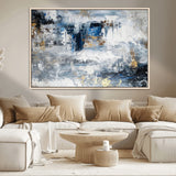 59716-MGV-CV-36X24-Abstract Blue and Gold Wall Art – Modern Textured Canvas Print, Contemporary Painting for Living Room, Bedroom, or Office Decor
