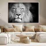 94453-MGV-CV-36X24-Lion Portrait Wall Art – Black and White King of the Jungle Canvas Print, Safari Wildlife Decor for Office, Bedroom, or Living