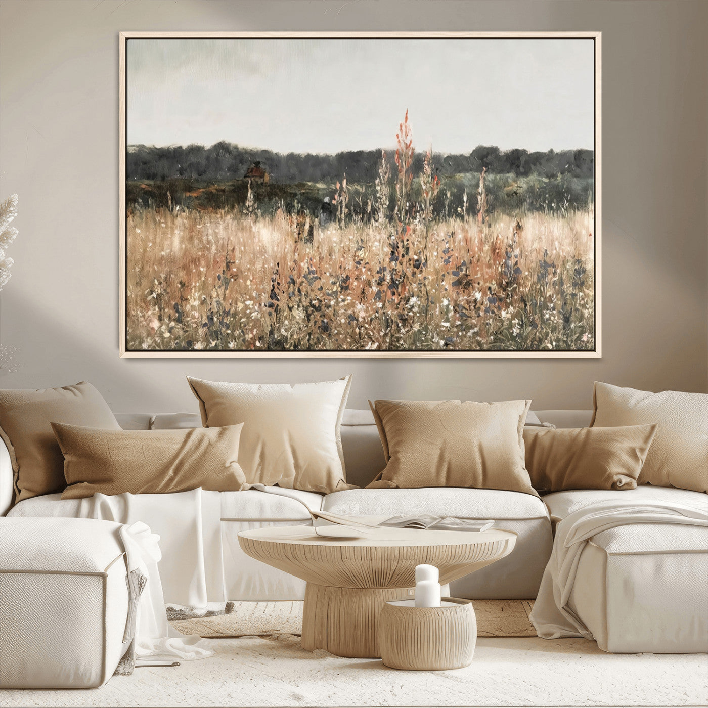 46308-MGV-CV-36X24-Wildflower Field Wall Art – Rustic Meadow Landscape Canvas Print, Country Nature Decor for Living Room, Bedroom or Farmhouse