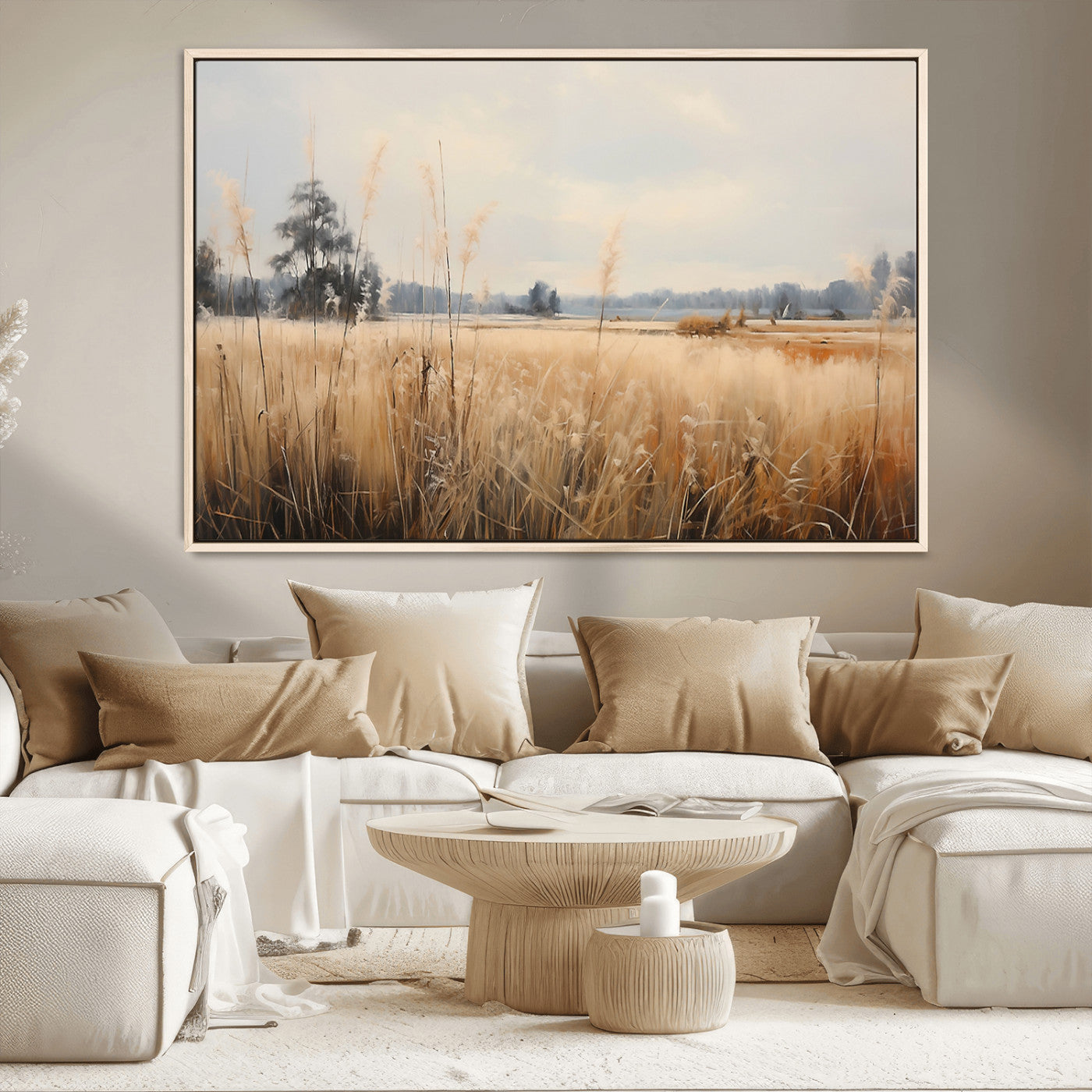 38193-MGV-CV-36X24-Golden Meadow Wall Art – Serene Grassland Landscape Canvas Print, Rustic Nature Decor for Bedroom, Living Room or Farmhouse