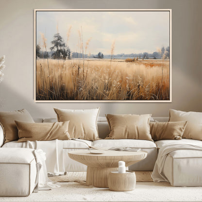 38193-MGV-CV-36X24-Golden Meadow Wall Art – Serene Grassland Landscape Canvas Print, Rustic Nature Decor for Bedroom, Living Room or Farmhouse