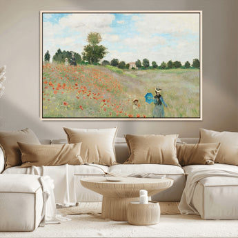 74890-MGV-CV-36X24-Monet Poppy Field Wall Art – Impressionist Landscape Canvas Print, Classic French Artwork for Living Room, Bedroom or Office Decor
