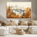 72950-MGV-CV-36X24-Autumn Mountain Forest Wall Art – Golden Fall Landscape Canvas Print, Nature-Inspired Home Decor for Living Room, Bedroom or