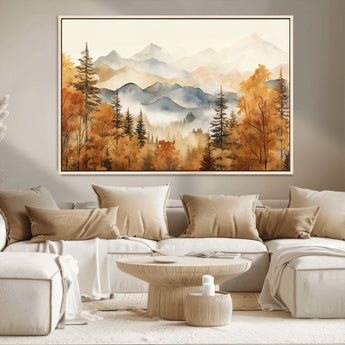 72950-MGV-CV-36X24-Autumn Mountain Forest Wall Art – Golden Fall Landscape Canvas Print, Nature-Inspired Home Decor for Living Room, Bedroom or