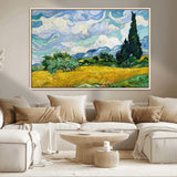 97252-MGV-CV-36X24-Wheat Field with Cypress – Van Gogh Wall Art, Impressionist Landscape Canvas Print, Rustic Home Decor for Living Room or Office
