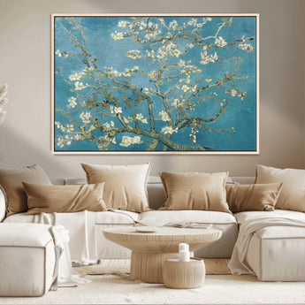 65607-MGV-CV-36X24-Almond Blossom Wall Art – Van Gogh Blue Floral Canvas Print, Elegant Impressionist Painting Decor for Living Room, Bedroom or