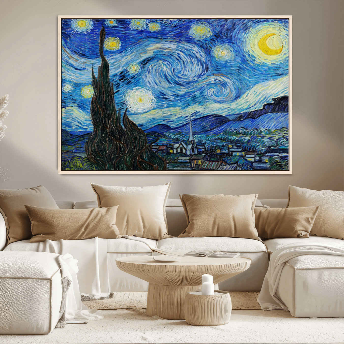 39177-MGV-CV-36X24-Starry Night Wall Art – Vincent van Gogh Famous Painting Canvas Print, Timeless Starry Sky Decor for Living Room, Bedroom or