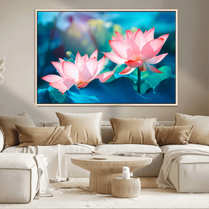 32559-MGV-CV-36X24-Lotus Flower Wall Art – Pink Water Lily Canvas Print, Tranquil Nature Decor for Living Room, Bedroom or Meditation Space