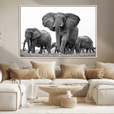 91685-MGV-CV-36X24-Elephant Herd Wall Art – Black and White Safari Canvas Print, African Wildlife Photography Decor for Living Room, Office or