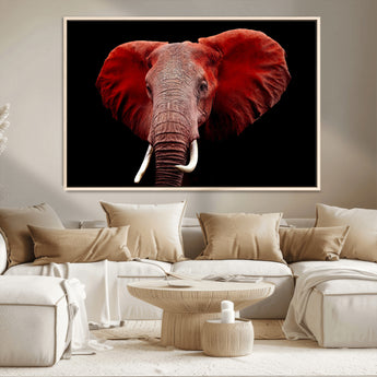 14788-MGV-FC-36X24_Natural-Red Elephant Wall Art – Bold Wildlife Canvas Print, African Safari Animal Decor for Living Room, Bedroom or Office