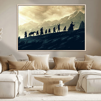 41574-MGV-CV-36X24-Fellowship Journey Wall Art – Epic Fantasy Adventure Canvas Print, Mountain Landscape Decor for Living Room, Office or Man Cave