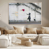 50559-MGV-CV-36X24-Banksy Girl with Balloon Wall Art – Famous Street Graffiti Canvas Print, Modern Urban Artwork for Living Room, Bedroom or Office
