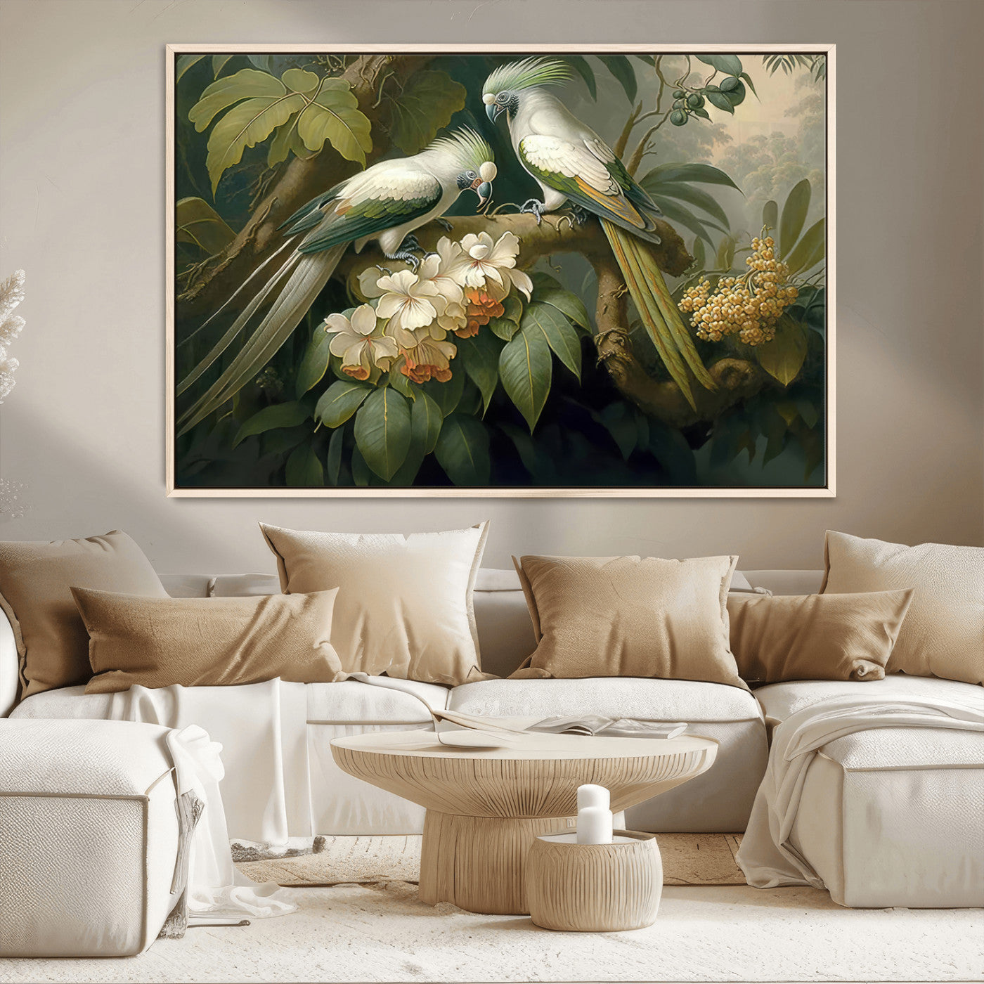 84047-MGV-CV-36X24-Tropical Birds Wall Art – Elegant Botanical Canvas Print, Exotic Nature Decor for Living Room, Bedroom or Office