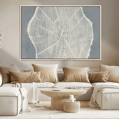 25547-MGV-CV-36X24-Tree Ring Wall Art Canvas Print, Framed Linocut Tree Ring Art Picture Print, Wood Texture Perfect Minimalist Farmhouse Decor