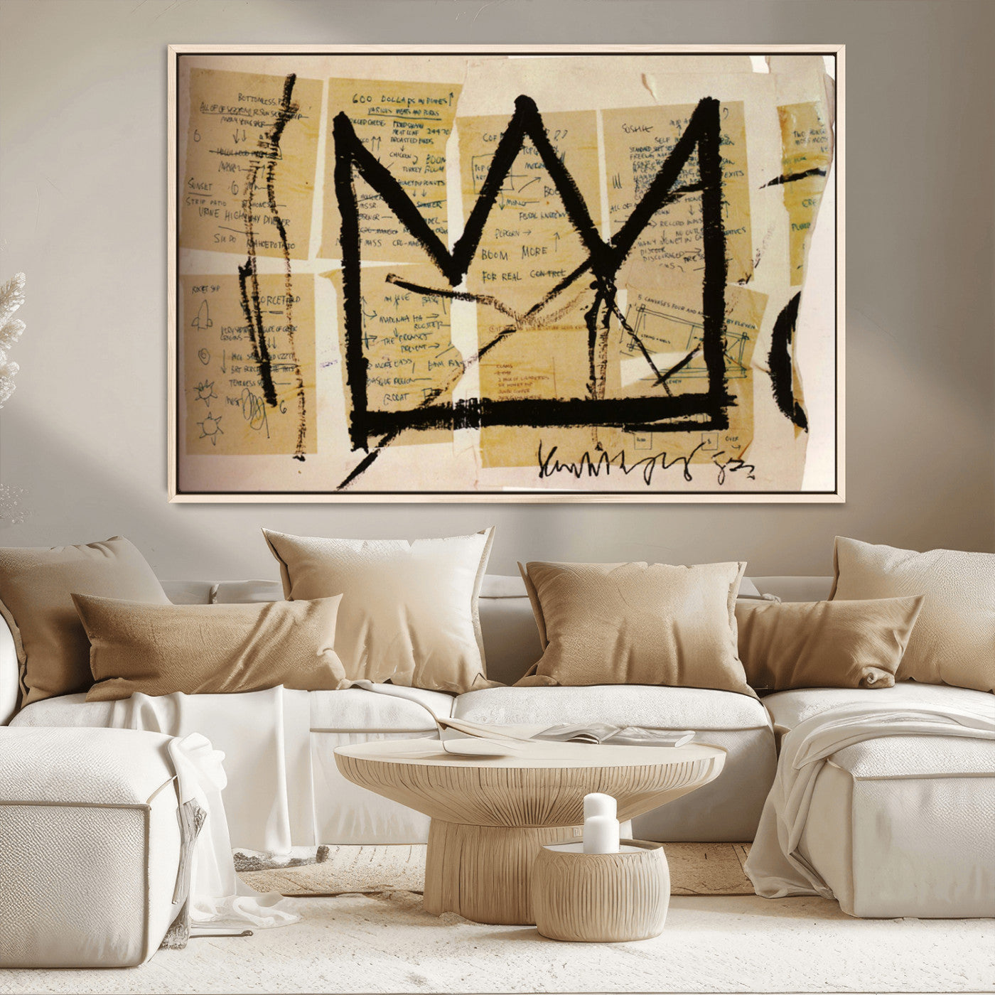 37215-MGV-CV-36X24-Abstract Crown Wall Art – Urban Graffiti Style Canvas Print Modern Street Art Design, Bold Contemporary Decor for Living Room,