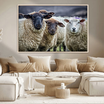 18418-MGV-CV-36X24-Sheep Wall Art Canvas Print, Framed Farmhouse Sheep Art Picture Print, Sheep Herd Perfect Rustic Farmhouse Decor Artwork