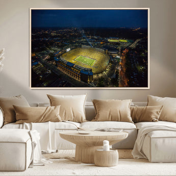 33588-MGV-CV-36X24-Football Stadium Wall Art – Aerial Night Game Canvas Print Packed Field City Lights, Sports Photography Decor for Game Room, Man