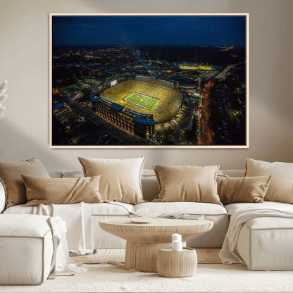 33588-MGV-CV-36X24-Football Stadium Wall Art – Aerial Night Game Canvas Print Packed Field City Lights, Sports Photography Decor for Game Room, Man