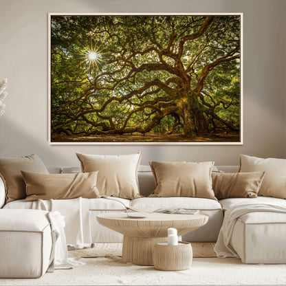 57983-MGV-CV-36X24-Angel Oak Tree Wall Art Canvas Print, Framed Oak Tree Art Picture Print, Angel Oak Perfect Rustic Nature Decor Artwork