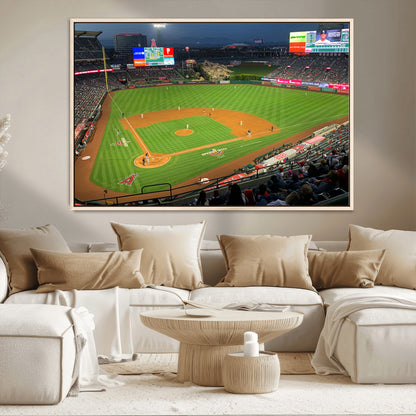 93707-MGV-CV-36X24-Los Angeles Stadium Wall Art Canvas Print, Framed Angel Stadium Field Art Picture Print, Anaheim Stadium Perfect Sports Room Decor