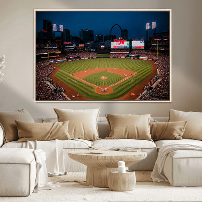 38612-MGV-CV-36X24-Busch Stadium Wall Art Canvas Print, Framed Missouri Stadium Art Picture Print, Busch Stadium Field Perfect Sports Room Decor