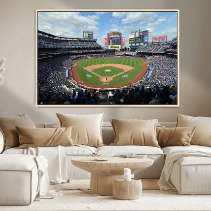 22910-MGV-CV-36X24-City Field Stadium Wall Art Canvas Print, Framed New York Stadium Art Picture Print, City Field Perfect Sport Room Decor Artwork