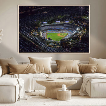 16515-MGV-CV-36X24-Dodgers Stadium Wall Art Canvas Print, Framed Baseball Stadium Art Picture Print, Dodgers Field Perfect Sport Room Decor Artwork